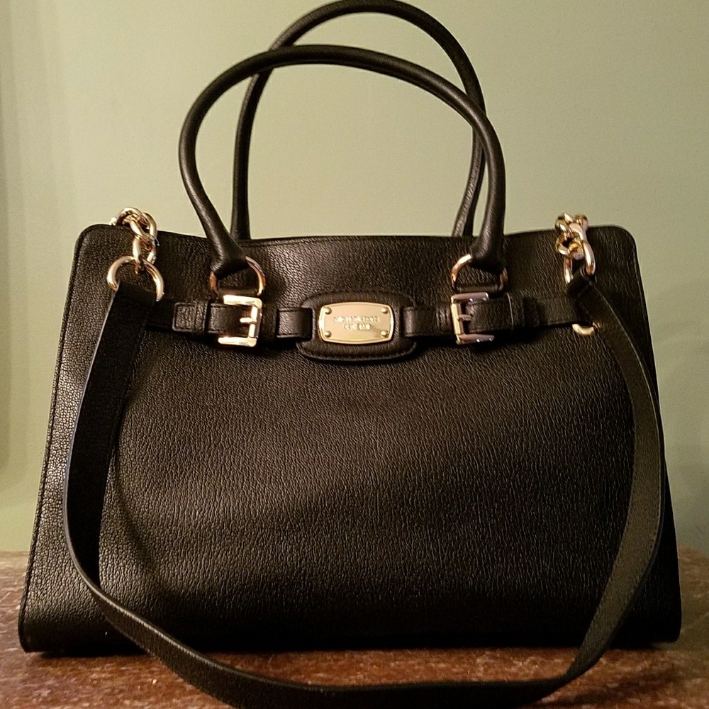 MICHAEL KORS Hamilton LG Black Leather Bag Tote